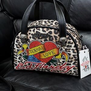 Ed Hardy eternal love rhinestone bowler bag brand new Crossbody satchel shoulder